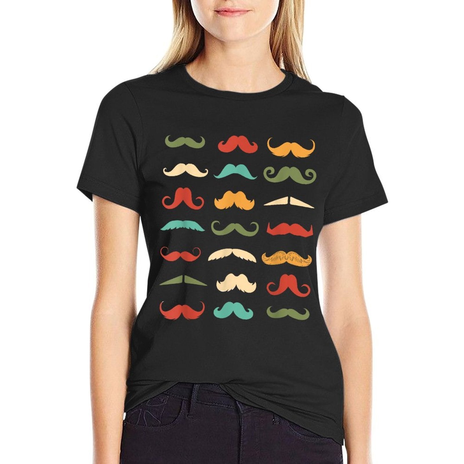 Funny Moustache Styles  Retro Hipster Moustache  Cotton T-Shirt