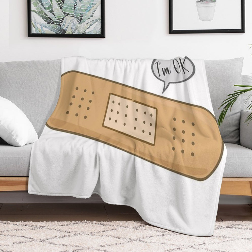 I'm OK Funny Bandages Adorable Cartoon First Aid Kit It Will Be Ok All-season Throw Blanket