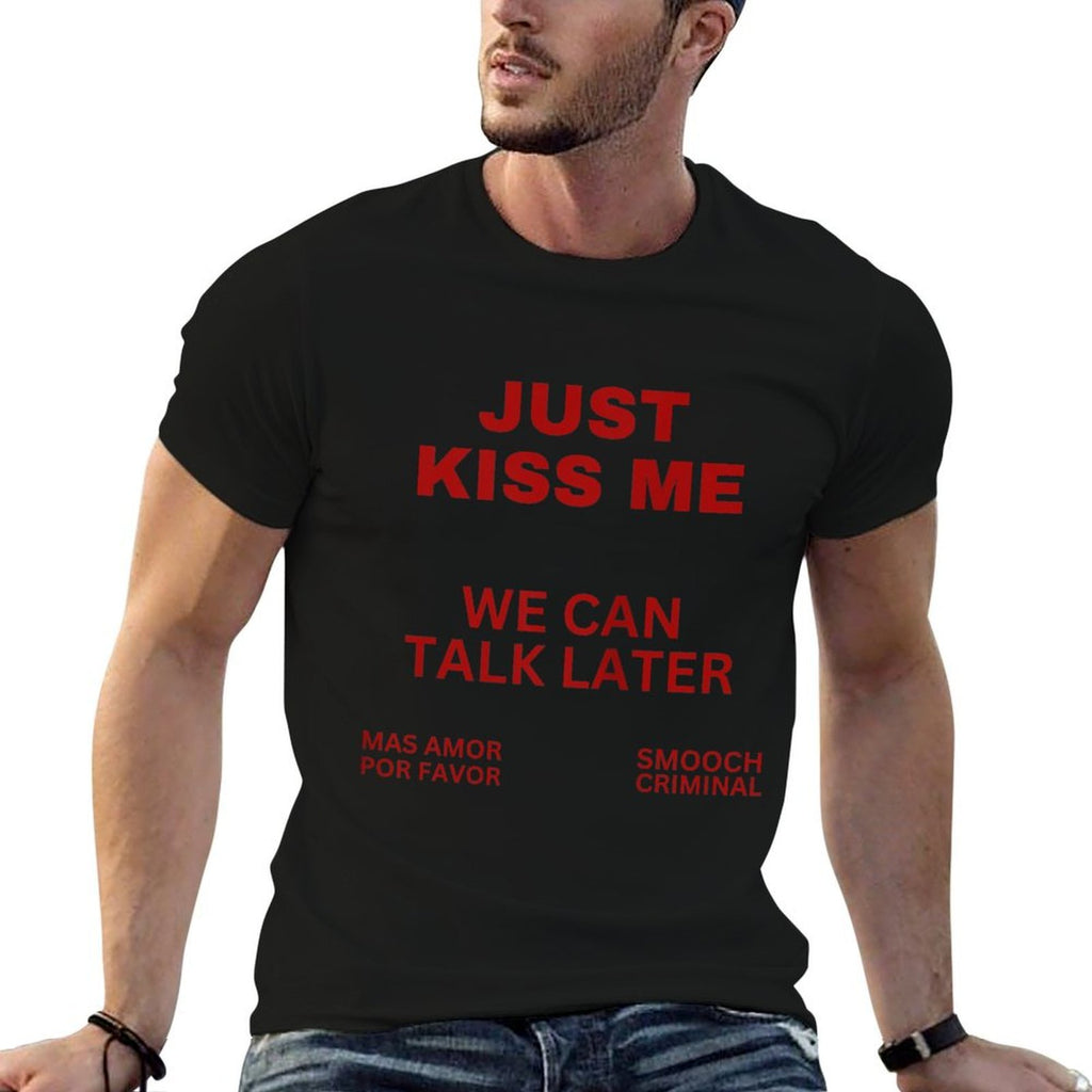 Just Kiss Me Cute Valentines Day Lover  Heathered Texture T-Shirt