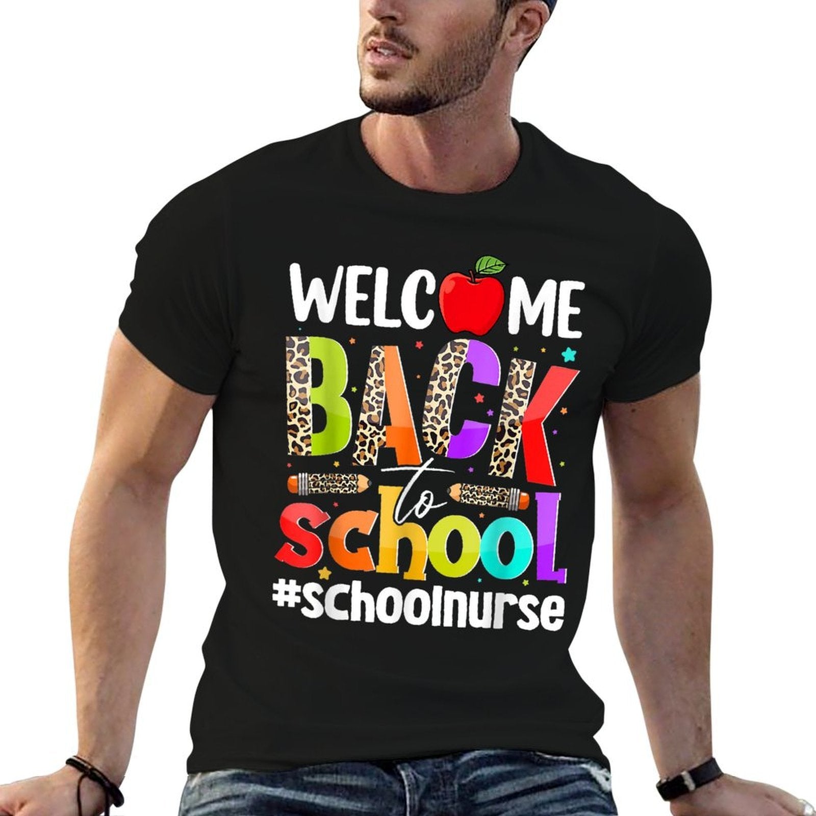 Welcome Back To School Nurse First Day Of School Leopard  Affordable Price T-Shirt
