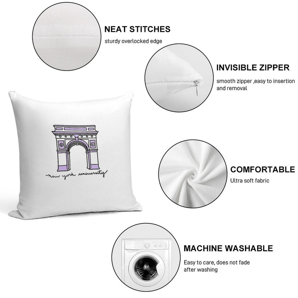 NYU Sticker Soft Skin-Friendly Throw Pillow