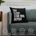 Eat Sleep Star Trek Repeat Soft High-Density Material Throw Pillow