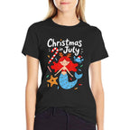 Mermaid Christmas In July Funny Summer Xmas Girlsns Kids  Odor-resistant T-Shirt