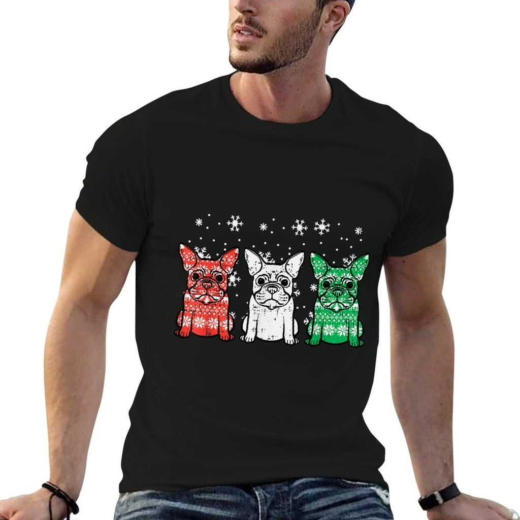 Christmas French Bulldogs Xmas Frenchie Dog Men Women Kids  Lightweight T-Shirt