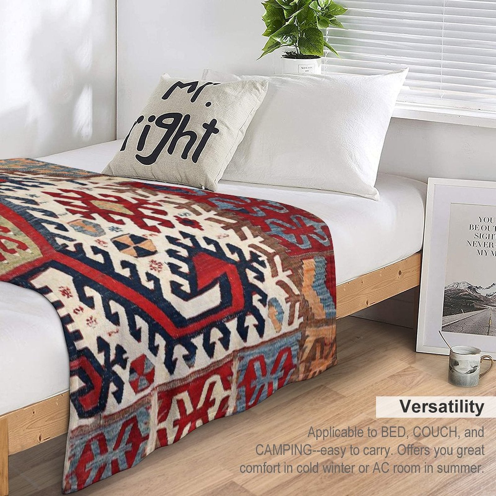 Hotamis  Antique Konya Turkish Kilim Print Velvety-soft Throw Blanket