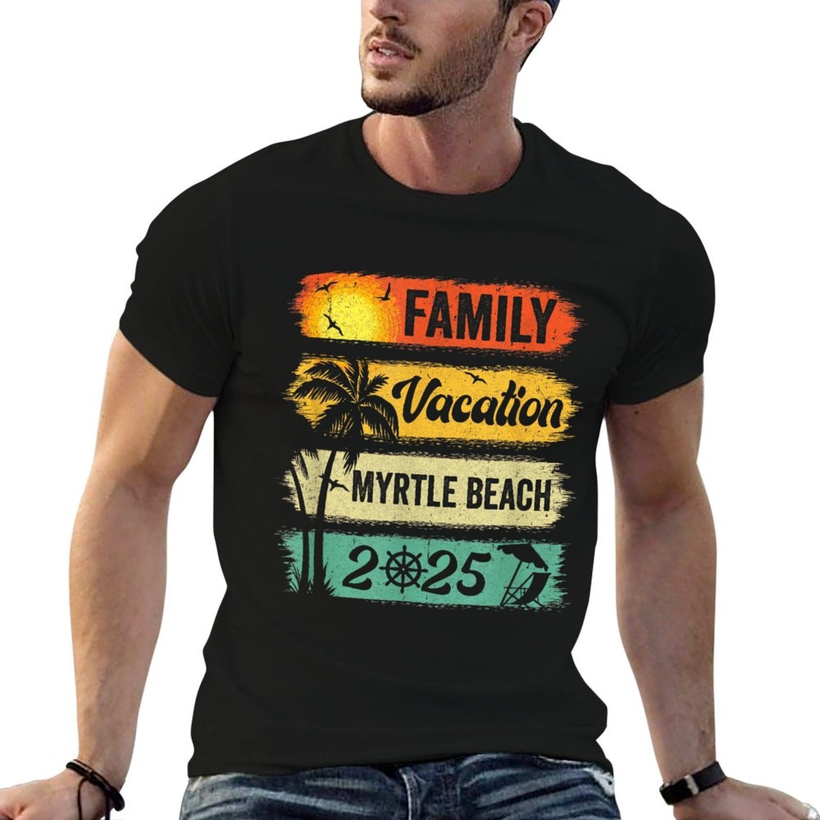 Family Myrtle Beach Vacation 2025 Funny Matching Group  Wrinkle-resistant T-Shirt
