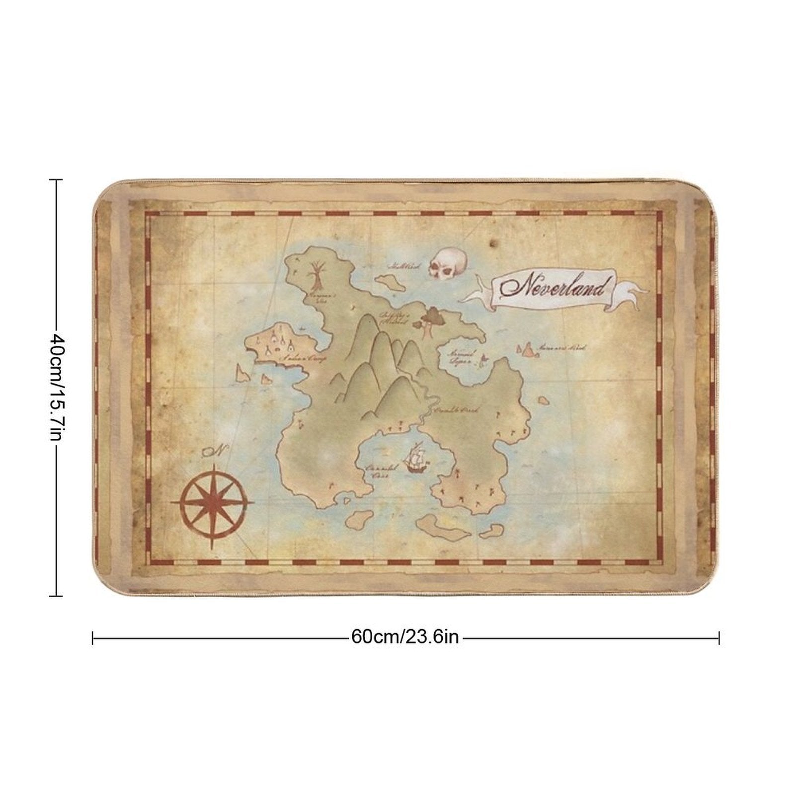 Map of Neverland  Easy To Clean Bath Mat
