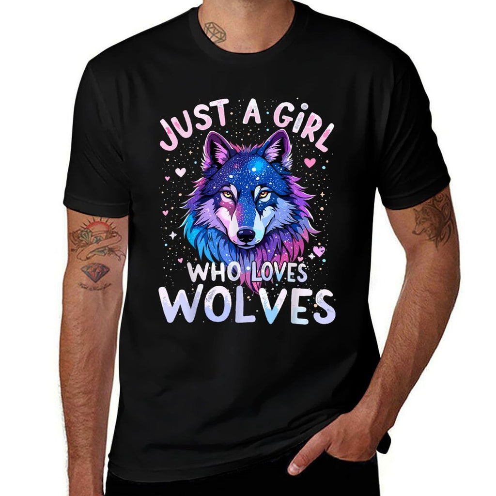 Wolf Colorful Just A Girl Who Loves Wolves  Quick-drying T-Shirt