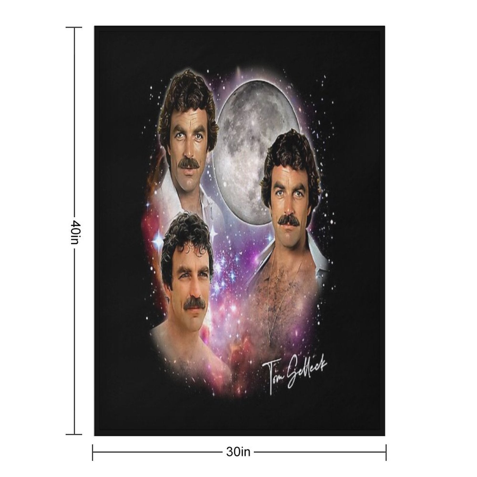 Tom Selleck - Original Fan Art 80s Aesthetic Compact Throw Blanket