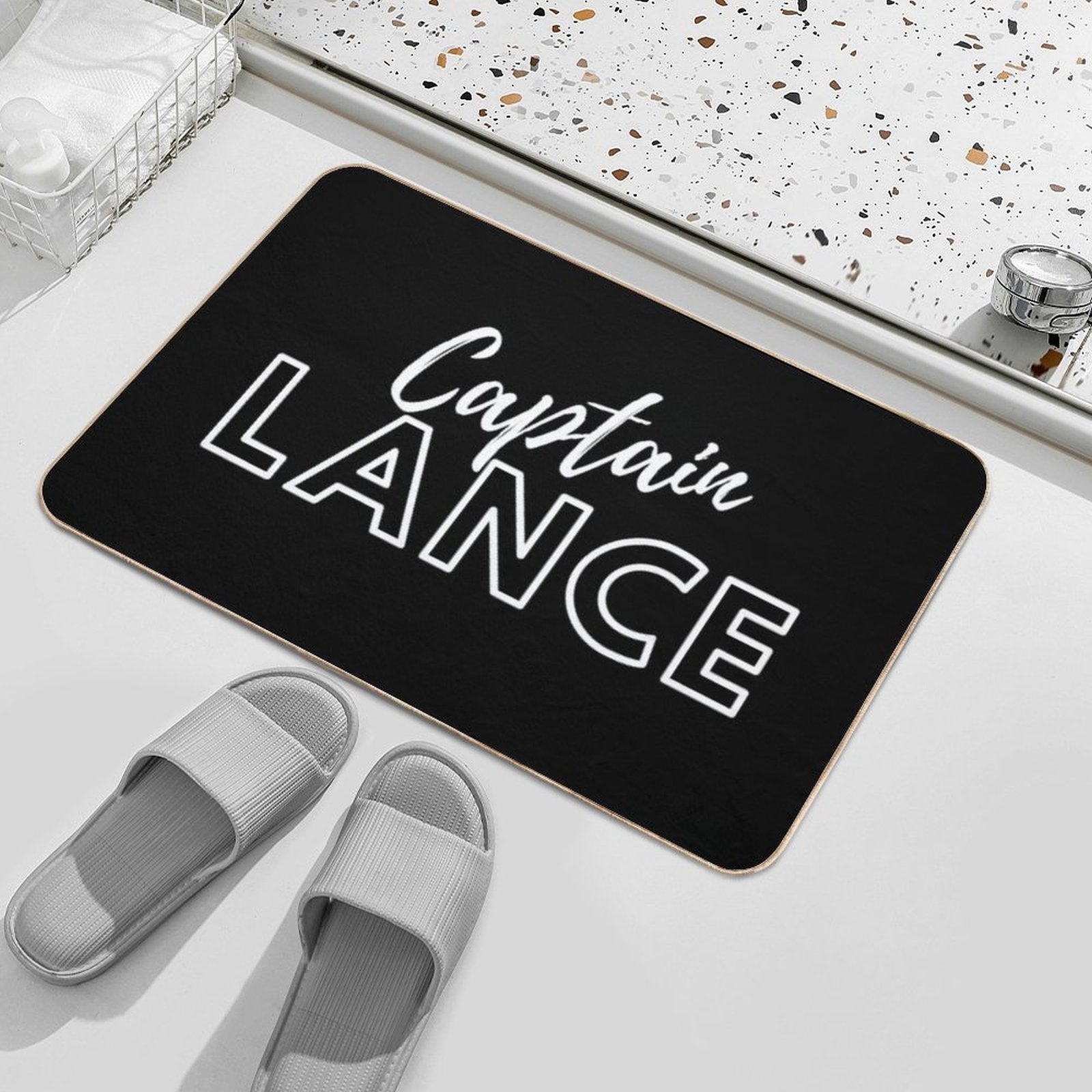Captain Lance White Typography - Legends of Tomorrow  Repositionable Bath Mat