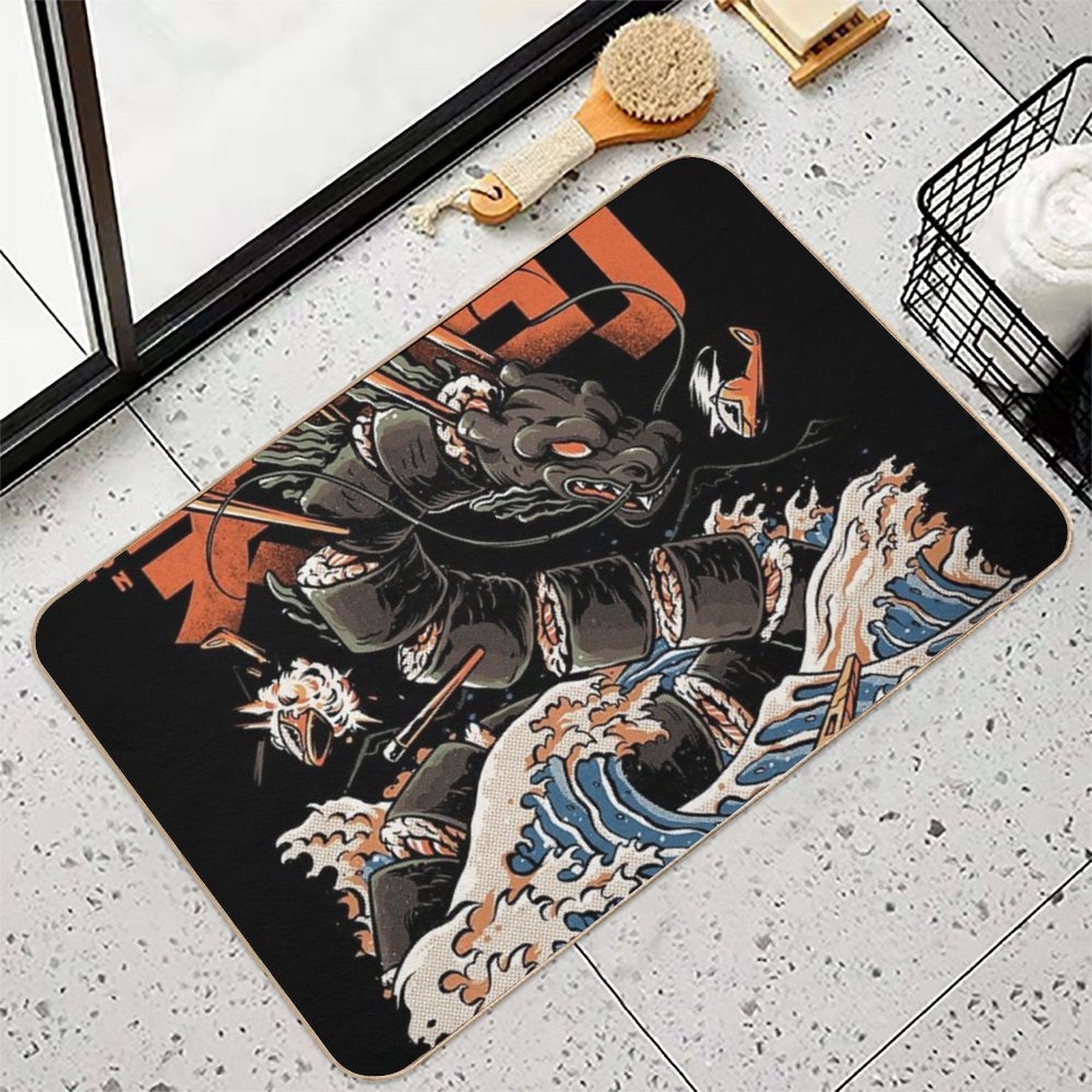 The Black Sushi Dragon  Absorbent Bath Mat