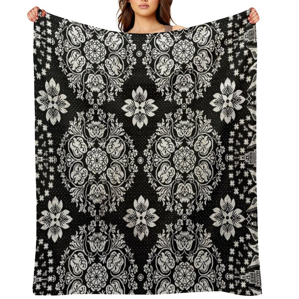 Vintage Bandana Coverlet Textile Print  Cali Boho  Bossy Cat Home Multi-functional Throw Blanket