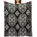 Vintage Bandana Coverlet Textile Print  Cali Boho  Bossy Cat Home Multi-functional Throw Blanket