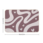 Retro Liquid Swirl & Hearts Abstract Pattern Mulberry Durable Bath Mat