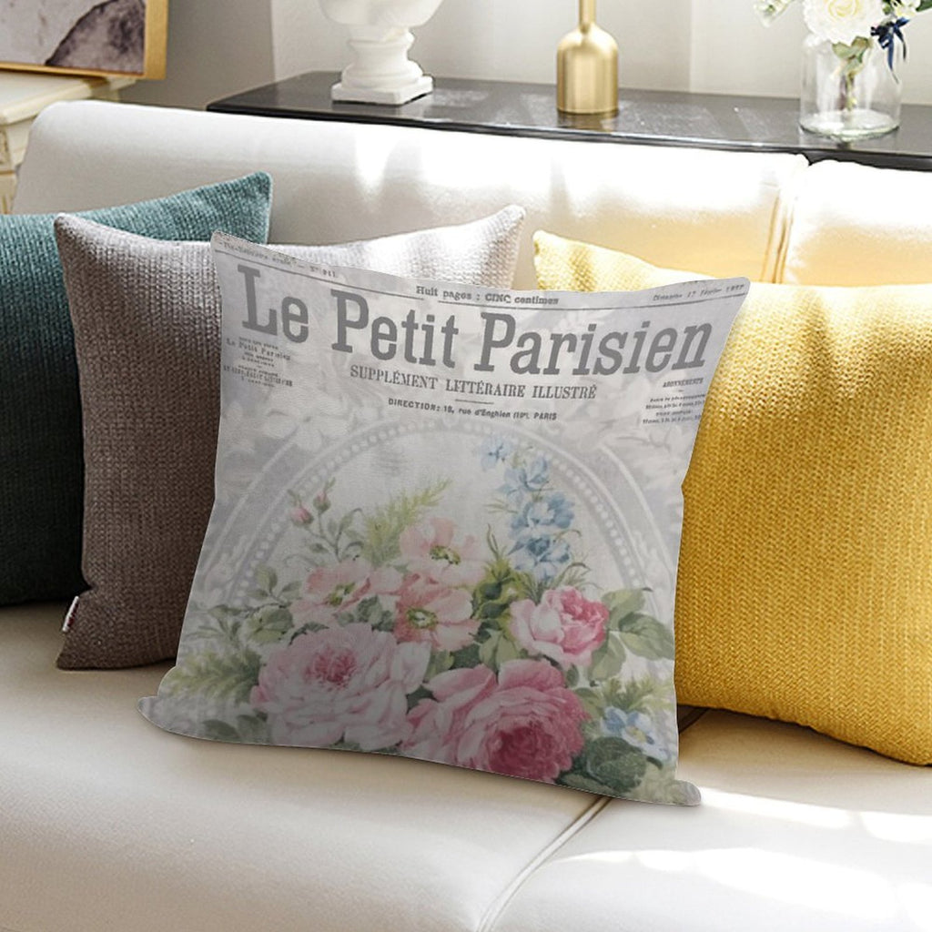 Vintage French Wallpaper, Shabby Chic Roses Soft Style Accent Throw Pillow