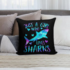 Just A Girl Who Loves Sharks Soft High-Density Material Throw Pillow