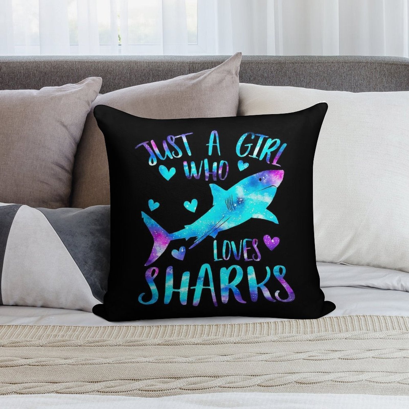 Just A Girl Who Loves Sharks Soft High-Density Material Throw Pillow