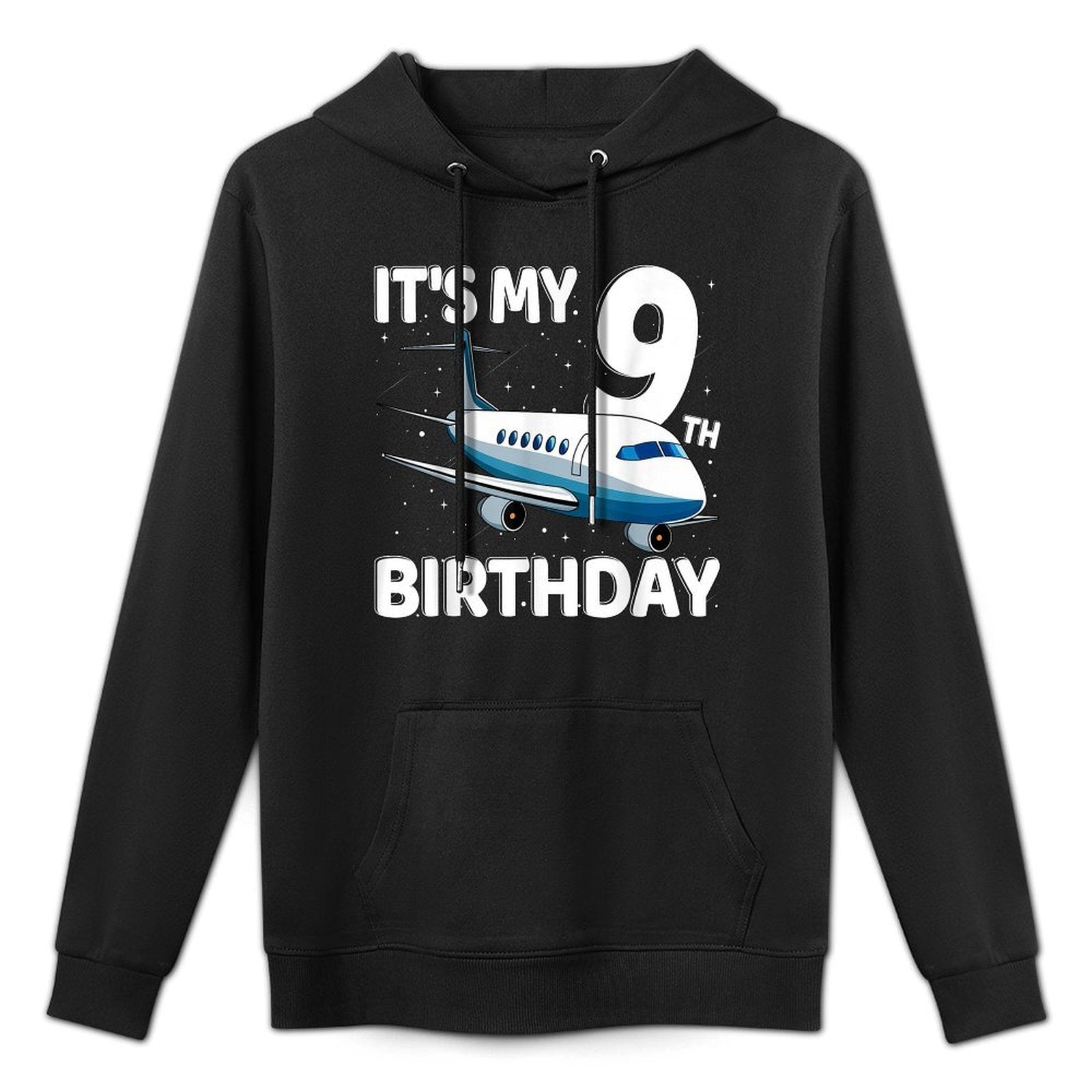 It's My 9th Birthday Airplane 9 Year Old Birthday Boy Girl Colorfast Hoodie