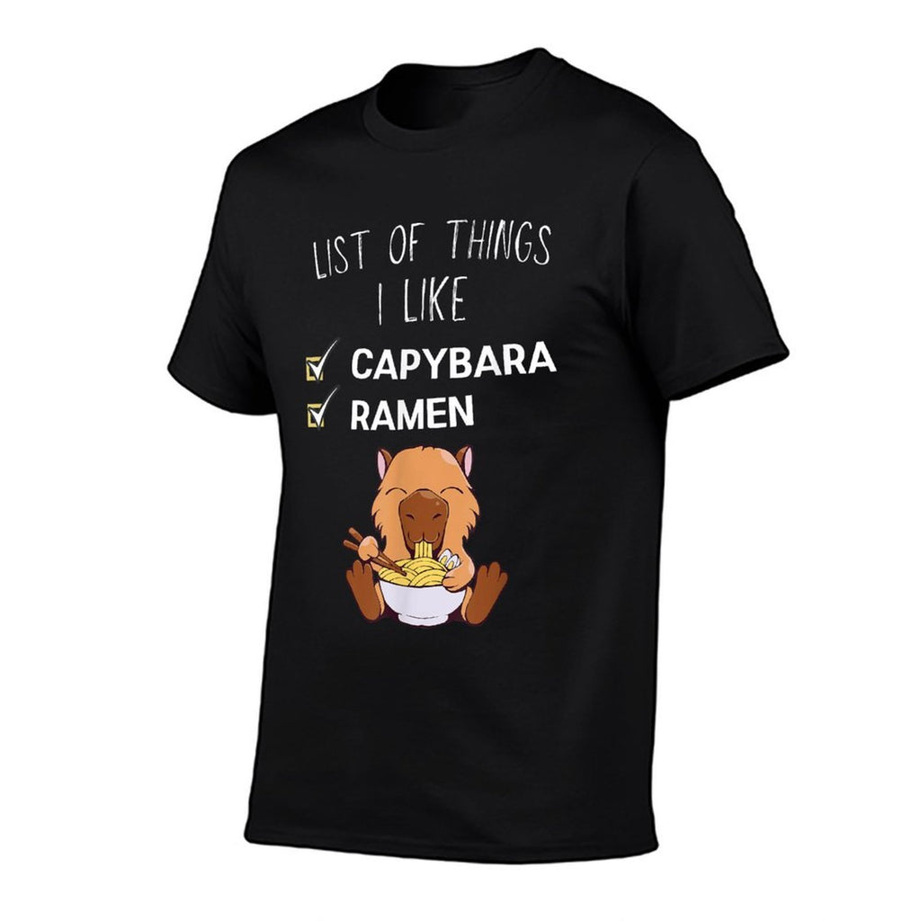 Cute Kawaii Capybara List Of Things I Like Ramen Lover  Eco-friendly Material T-Shirt