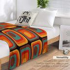 Retro Geometric Gradient Square And Circle Pattern 222 Anti-pilling Throw Blanket