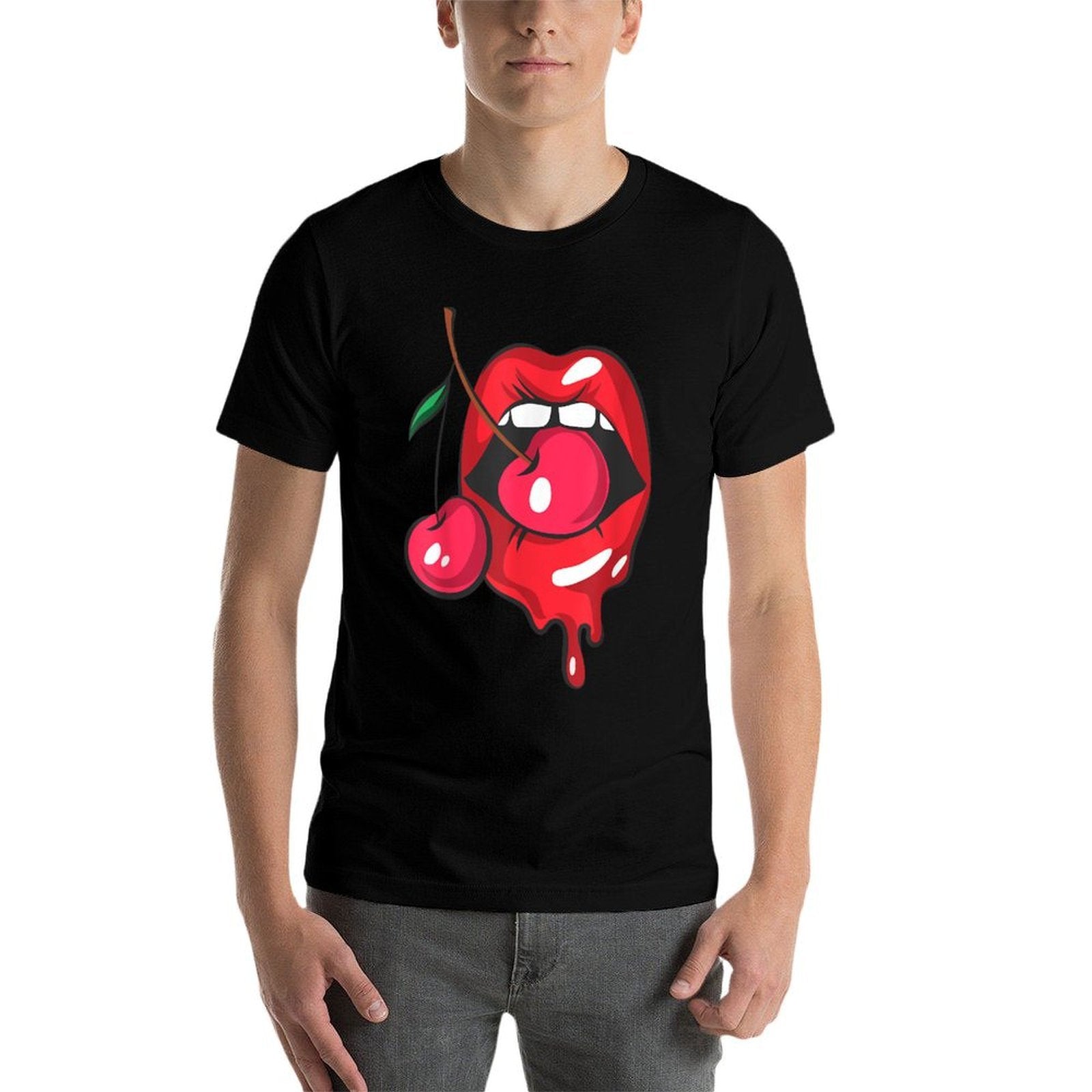 Red Lips And Cherries Sexy Trendy Vintage Retro  Relaxed-fit T-Shirt