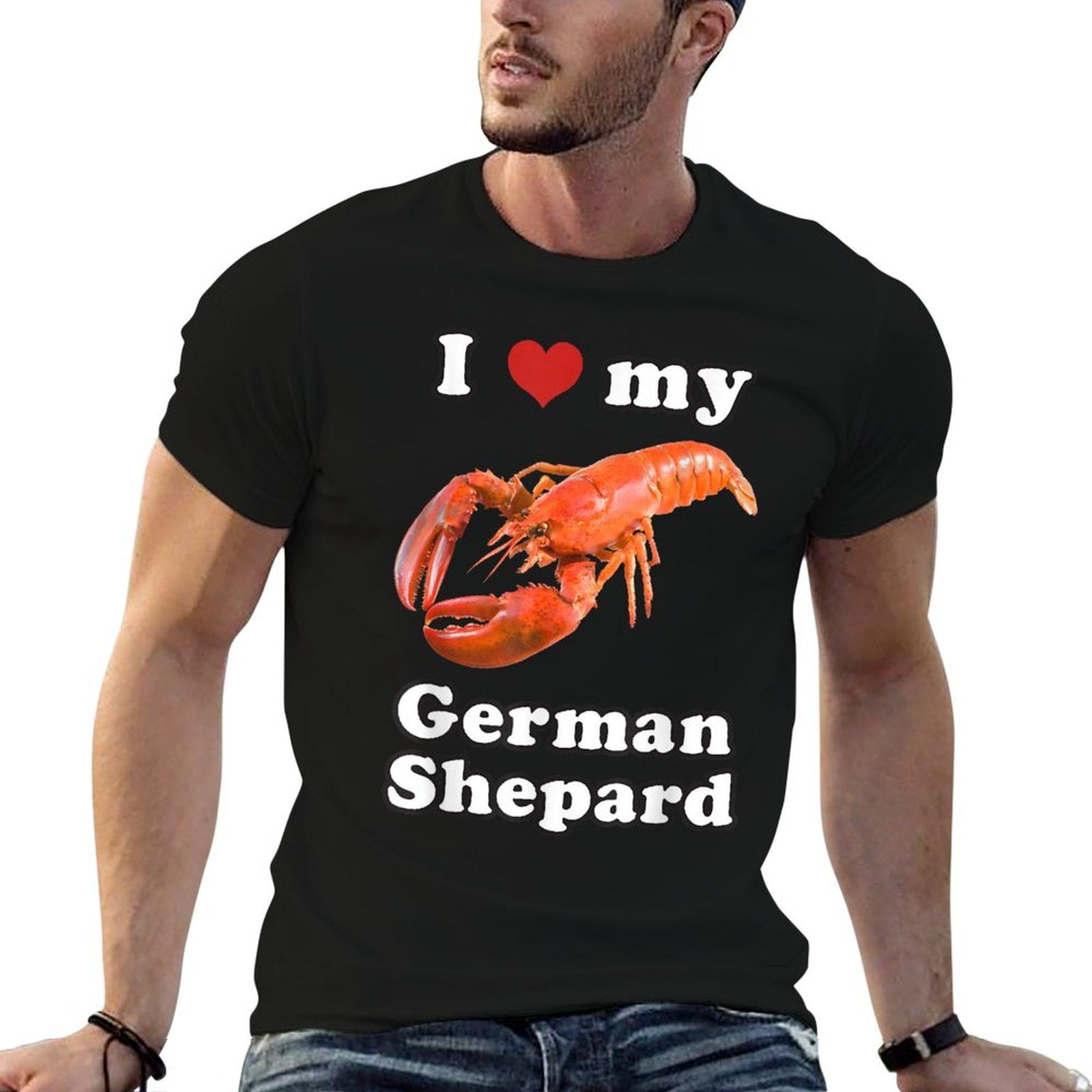 I Love My German Shepard Lobster  Moisture-wicking T-Shirt