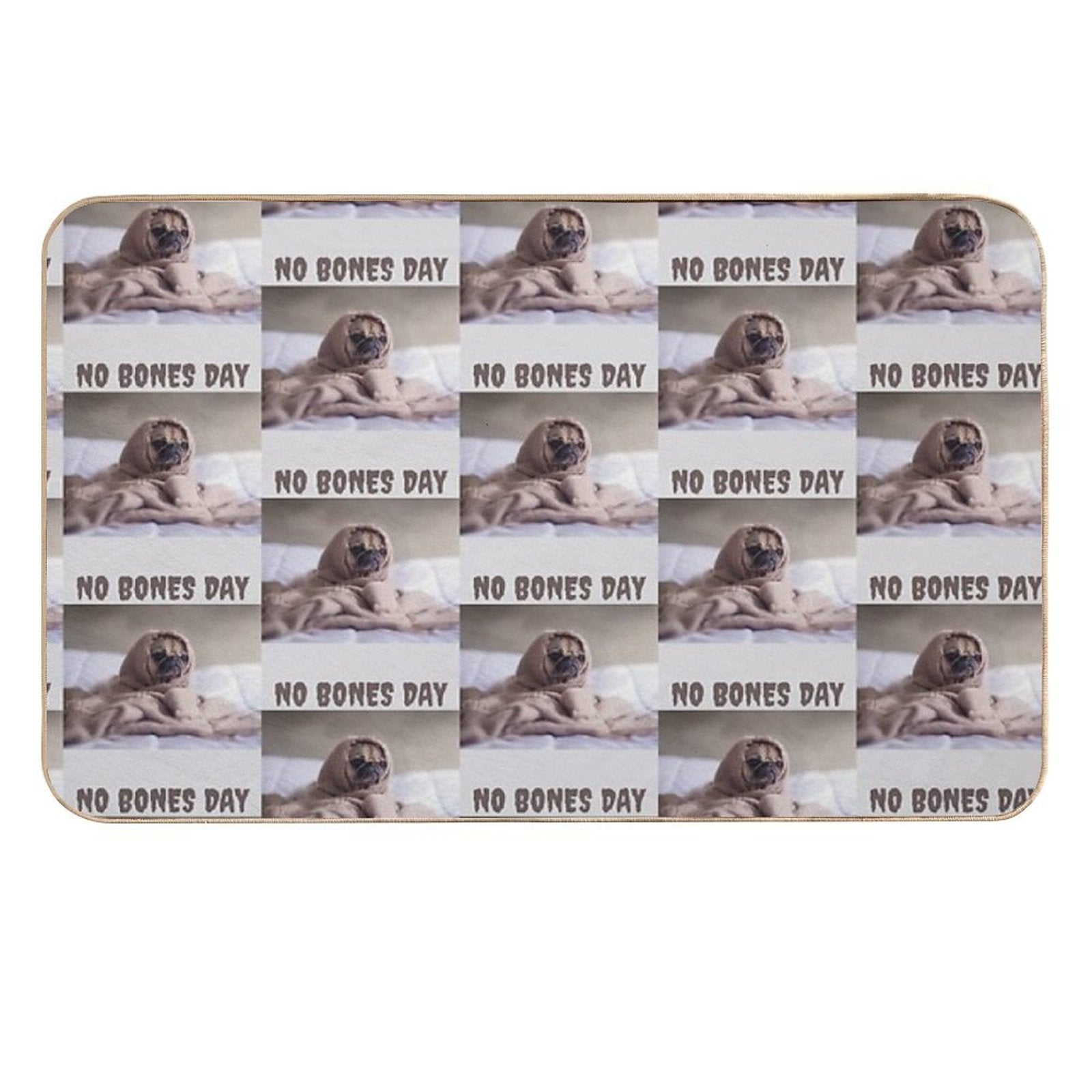 No Bones Day Pug  Repositionable Bath Mat