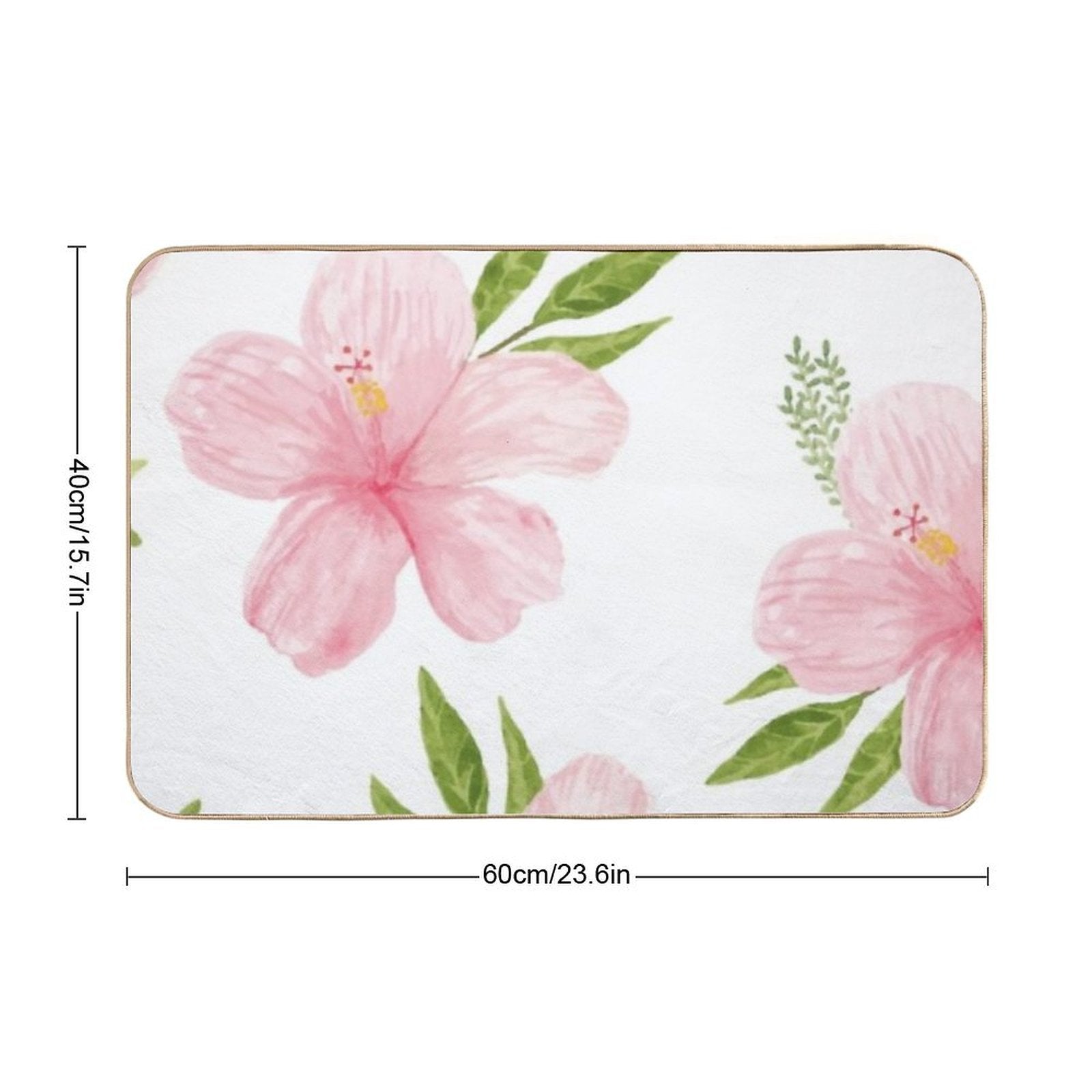 Beautiful Seamless Floral Flowers on White Background. Spring  Easy Maintenance Bath Mat