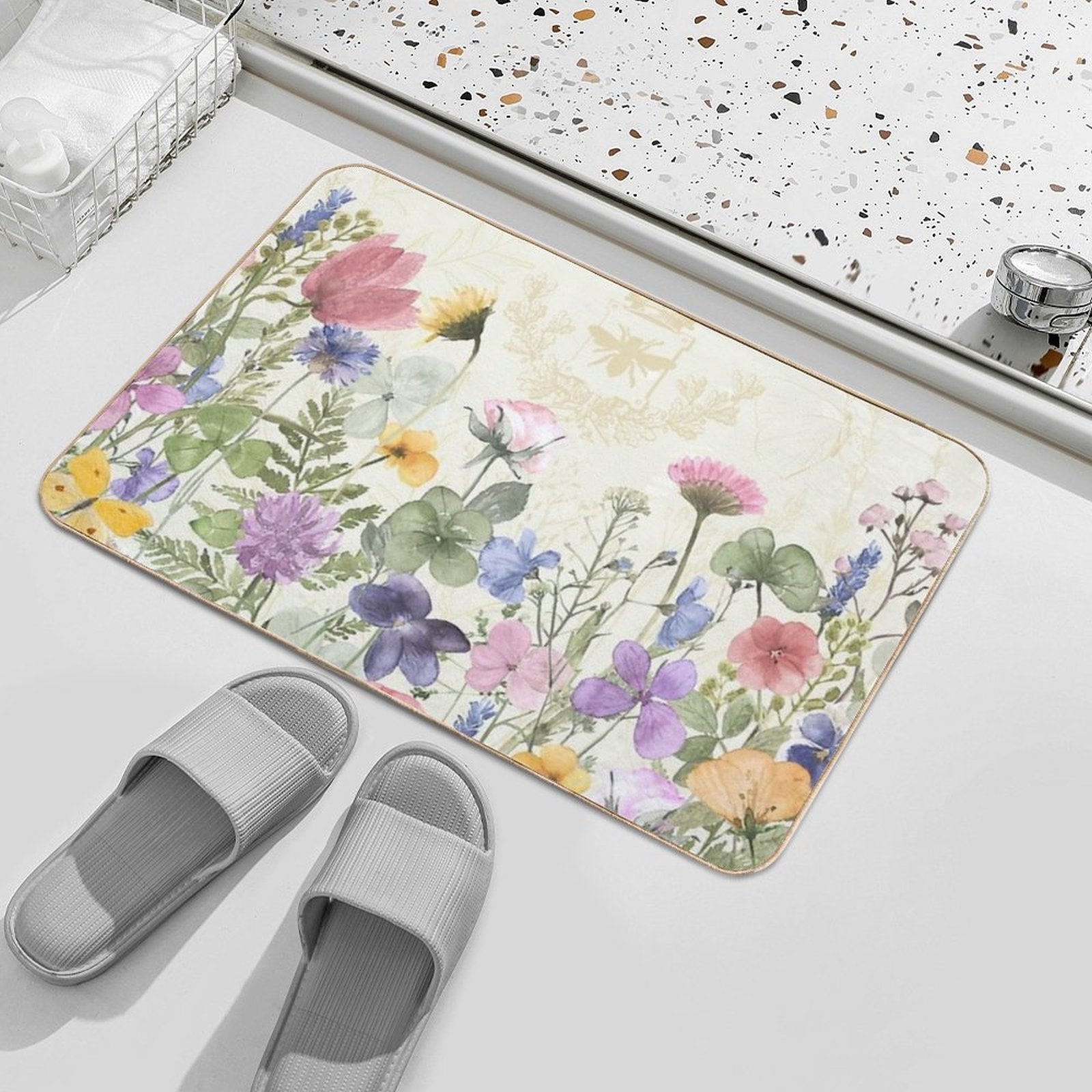 Summer Honey Wild Garden Flowers Nature Floral Art  Versatile Bath Mat