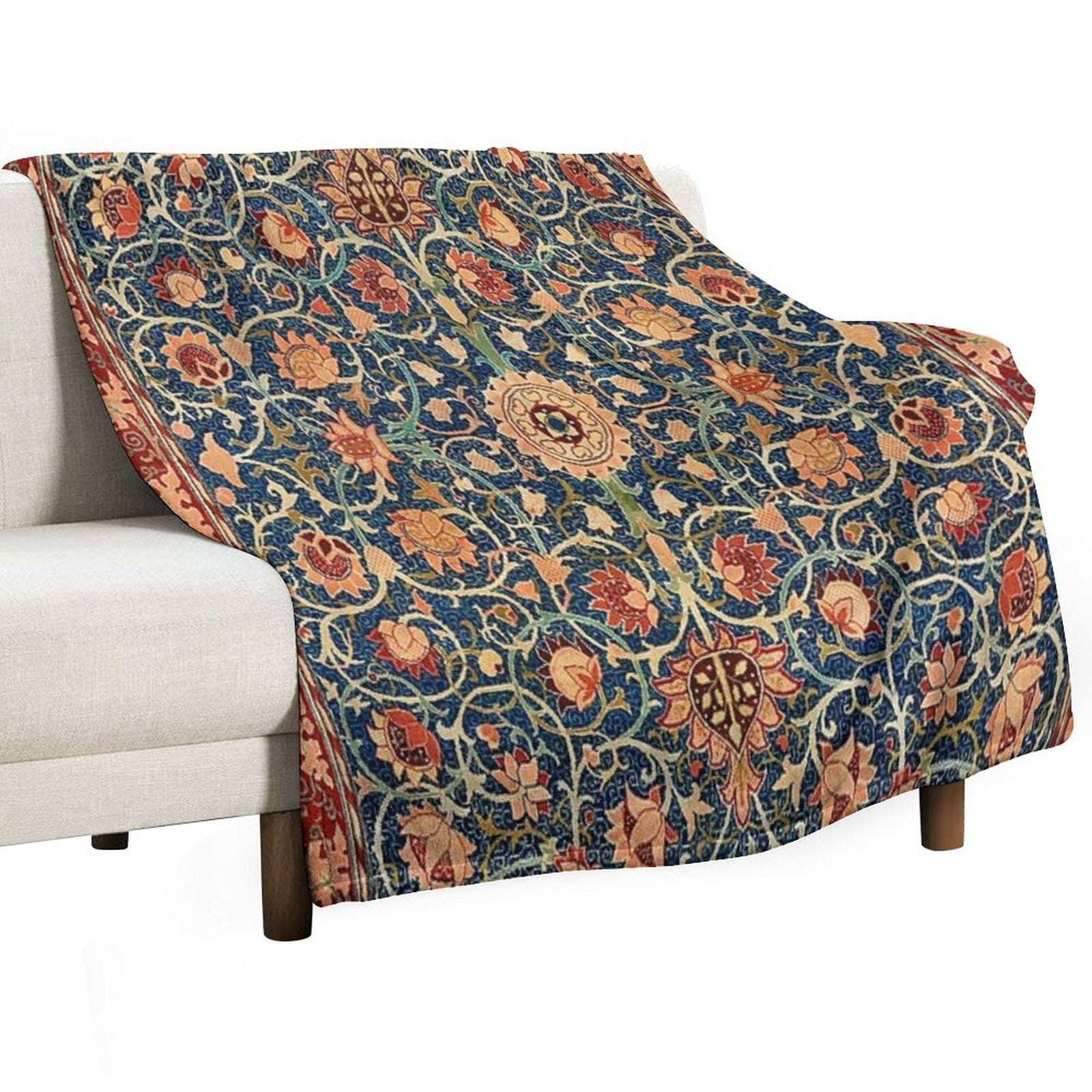 William Morris Floral Carpet Print Gift-ready Throw Blanket