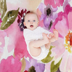 Watercolor Flowers Pink Fuchsia Eco-conscious Throw Blanket