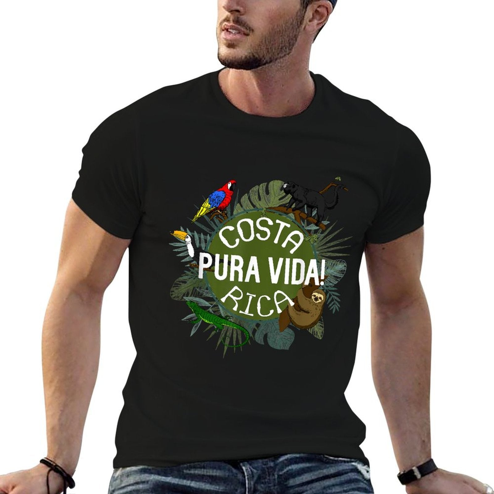Pura Vida Costa Rica! Party Animals!  Rolled Sleeves T-Shirt