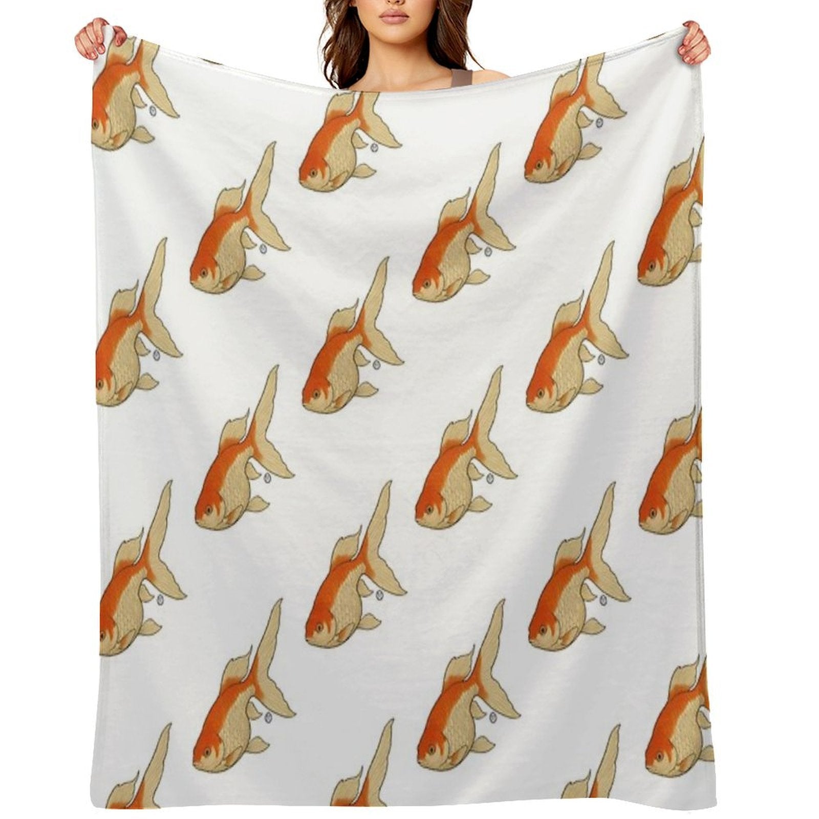 Mirrorscale Comet Goldfish - Vintage Japanese Style Kingyo Compact Throw Blanket