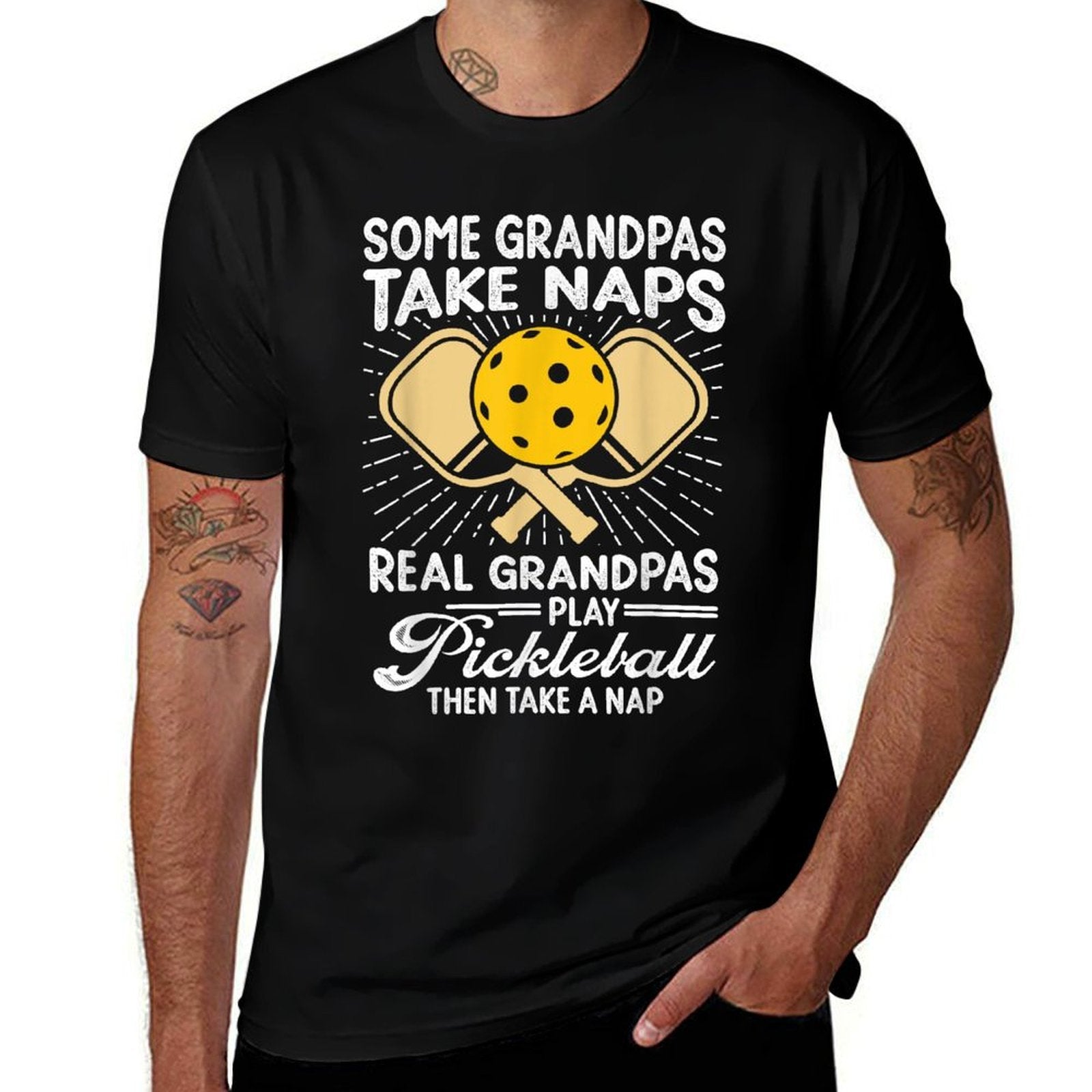 Funny Pickleball Design For Men Grandpa Pickleball Player  Cotton T-Shirt