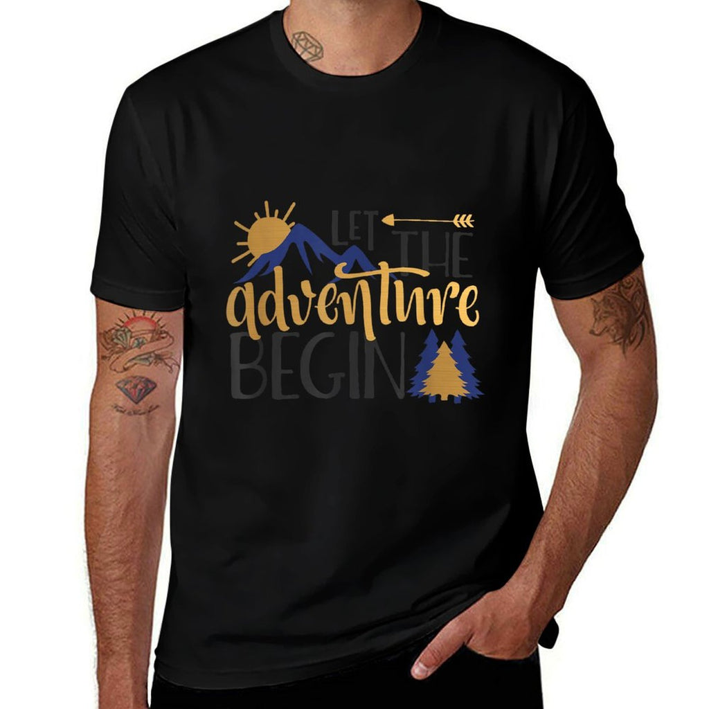 Let The Adventure Begin Gift  Ribbed Collar T-Shirt
