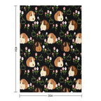 Guinea Pig And Flowers - Black Machine-washable Throw Blanket