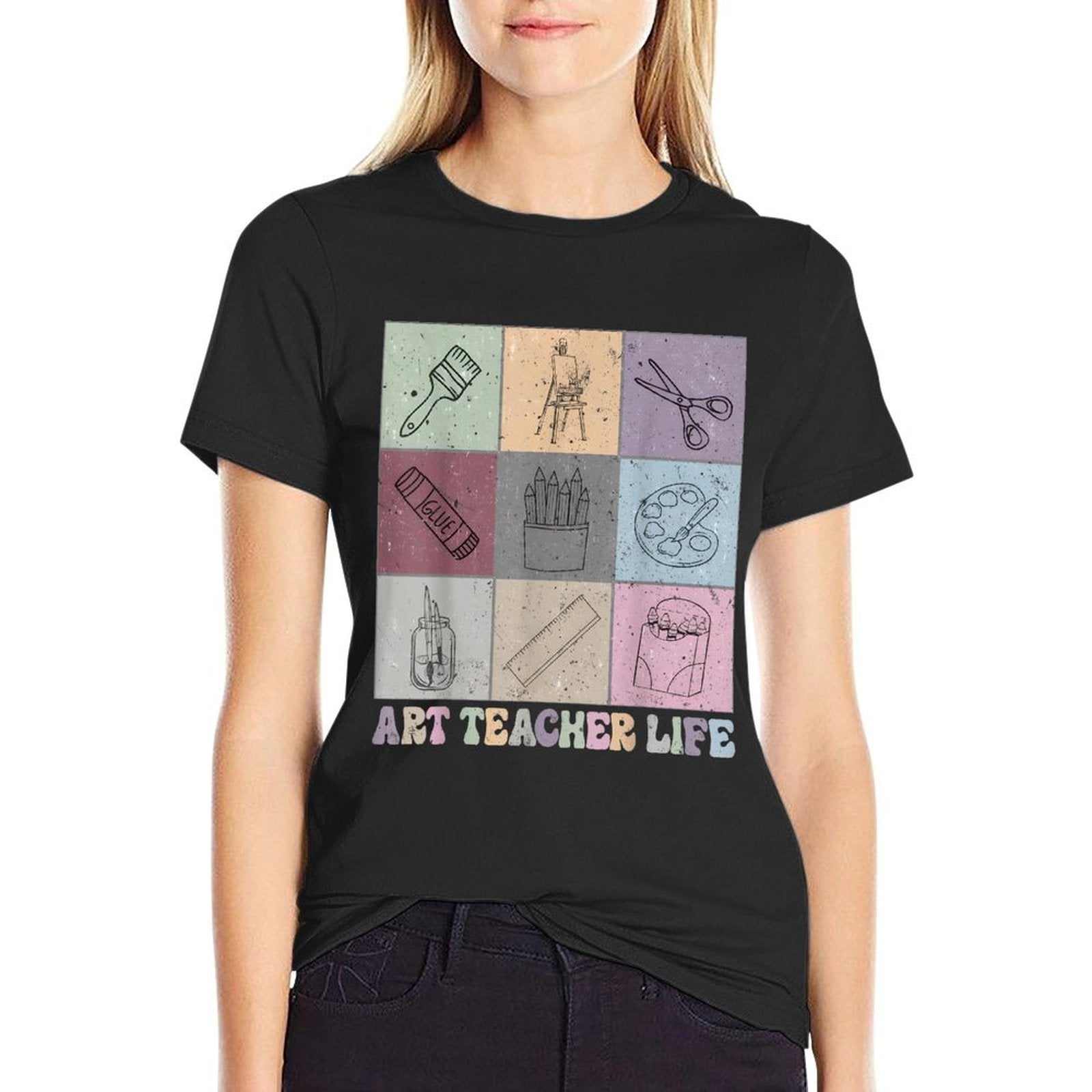 Funny Art Teacher Life Retro Groovy Teaching Future Artists  Breathable T-Shirt