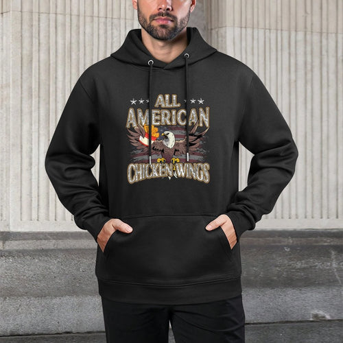All Patriotic Chicken Wings American USA 4th of July Shrink-Resistant Hoodie