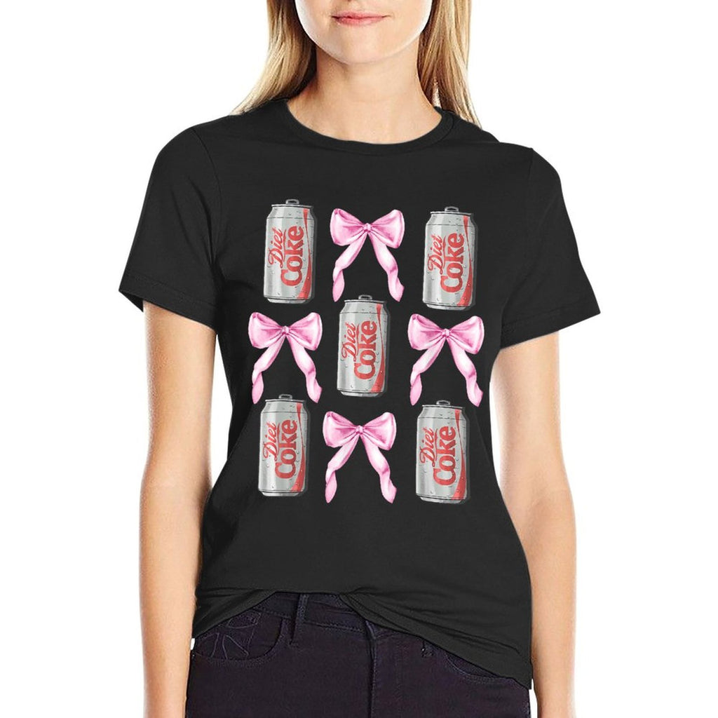 Coca-Cola Diet Coke  Pink Bows Collage Logo Vintage  Durable T-Shirt