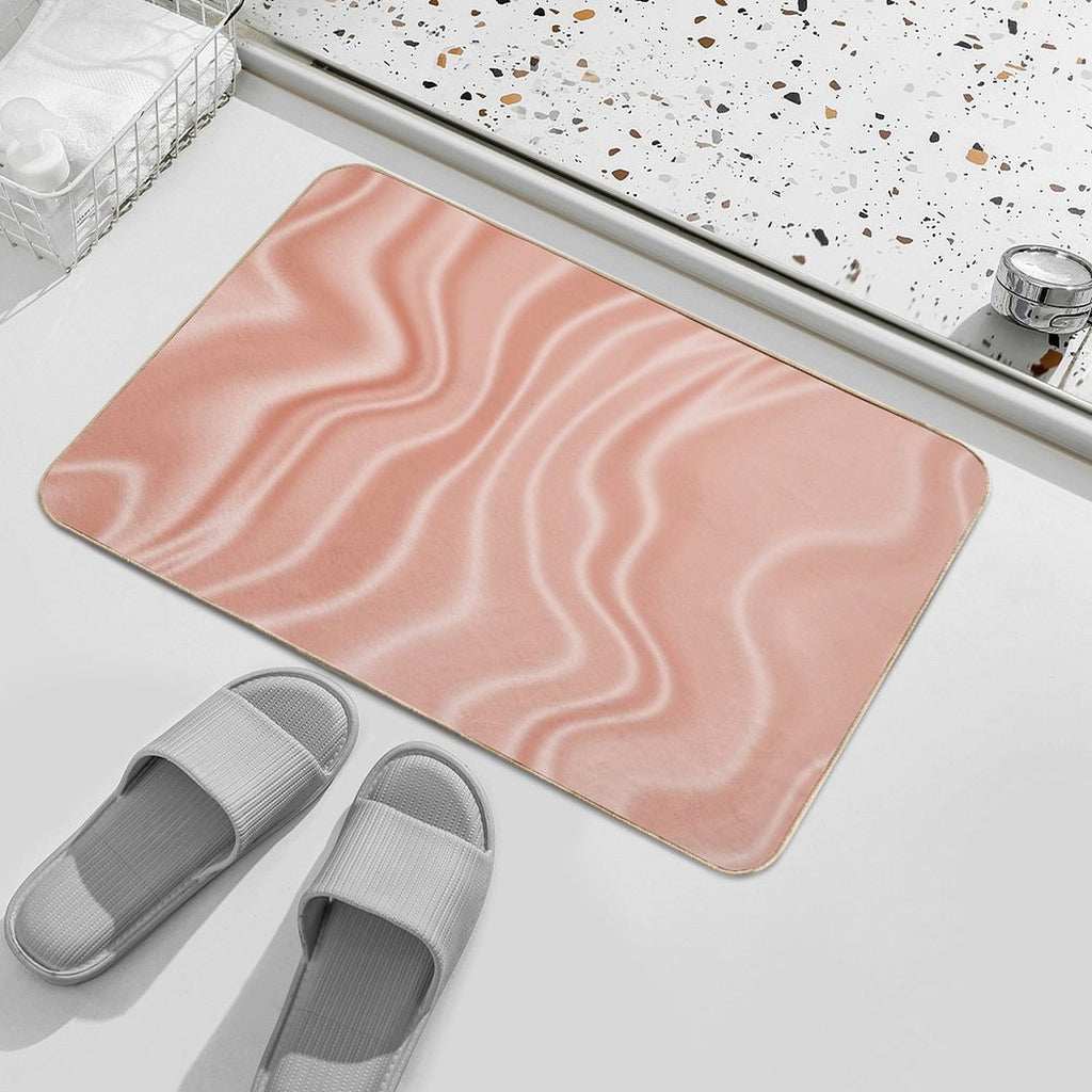Blush SilkSatin Effect Pink  Slip-Resistant Bath Mat