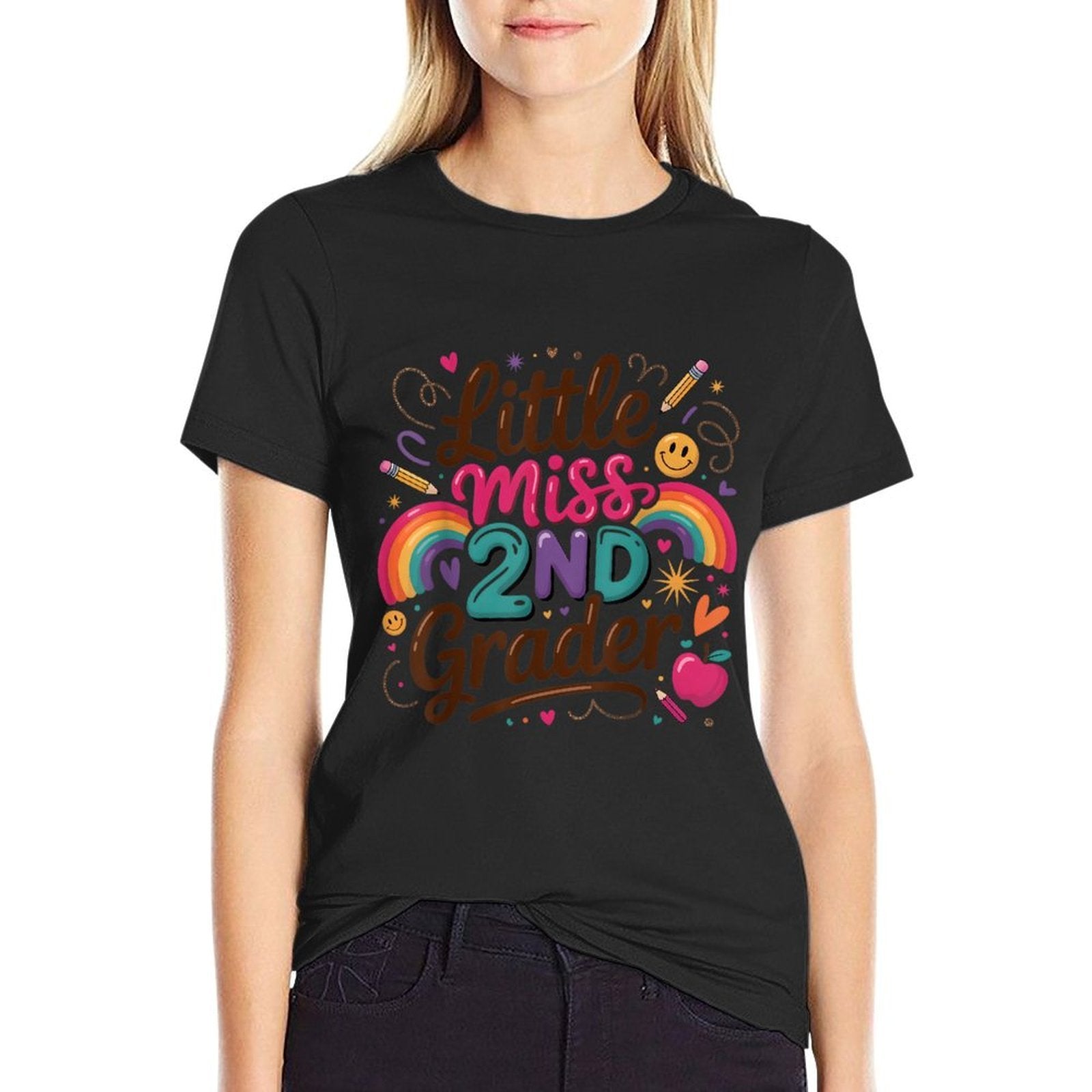 Little Miss 2nd Grade First Day of Second Grade Cute Girls  Soft T-Shirt