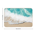 Turquoise Blue Beach Sand And Waves Design  Anti-Trip Bath Mat