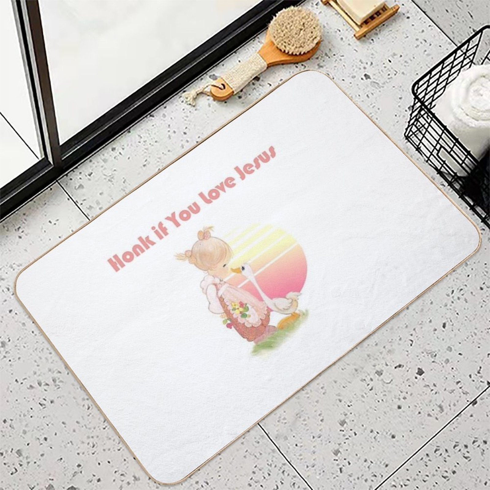 Honk If You Love Jesus  Easy Maintenance Bath Mat