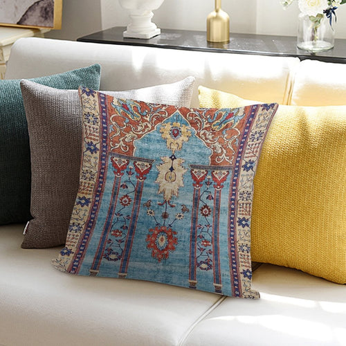 Antique Persian Silk Rug Print Soft Decorative Cover Throw Pillow