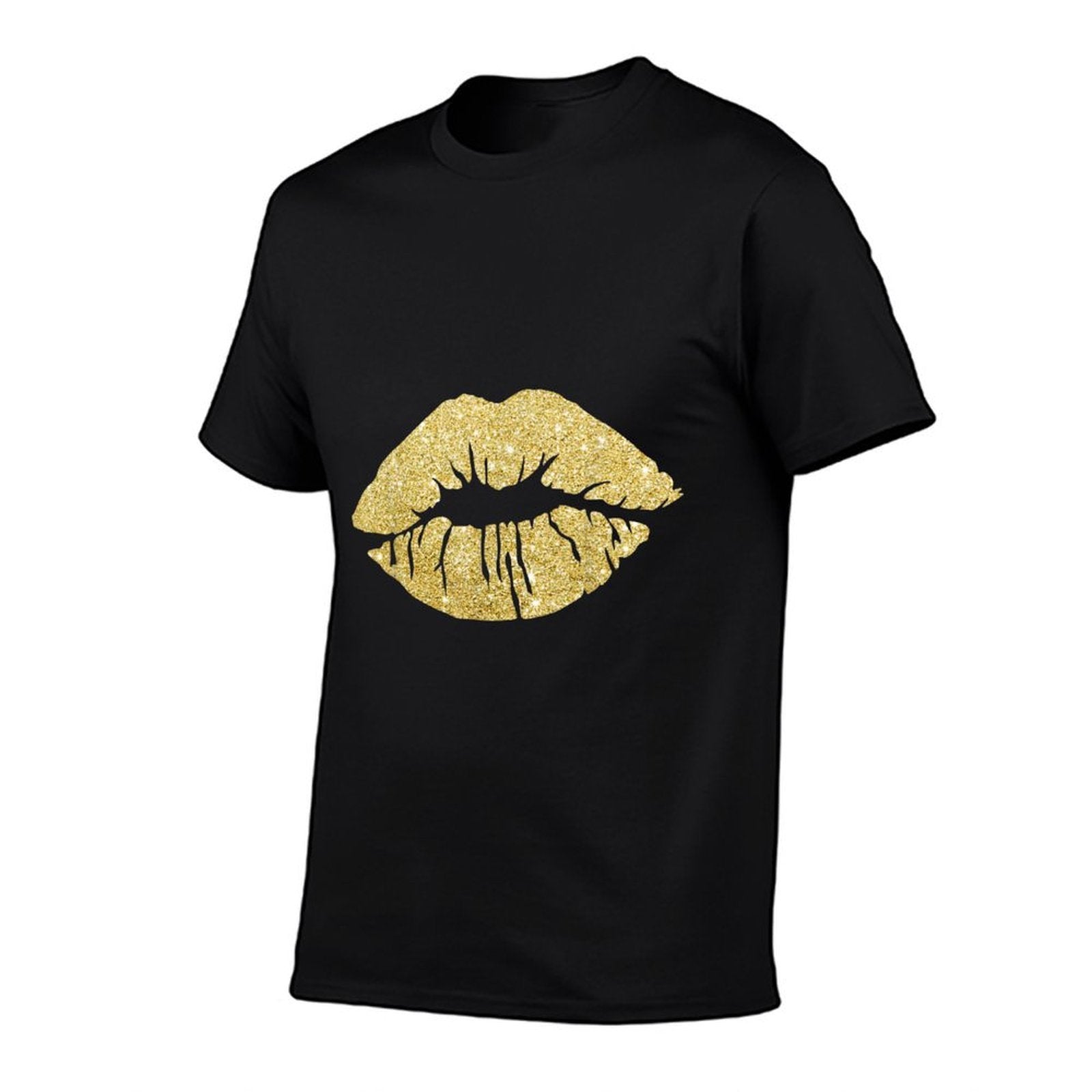 Womens Kiss Lips Gold Lips Gold Lipstick Gold Kiss  Eco-friendly Material T-Shirt