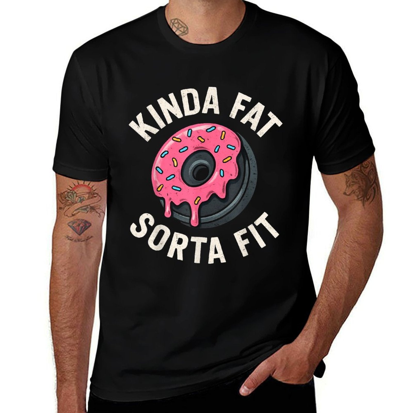 Kinda Fat Sorta Fit Funny Gym Fitness Workout Donut Meme  Eco-friendly Material T-Shirt
