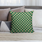 Tan Brown And Cadmium Green Checkerboard Soft Skin-Friendly Throw Pillow
