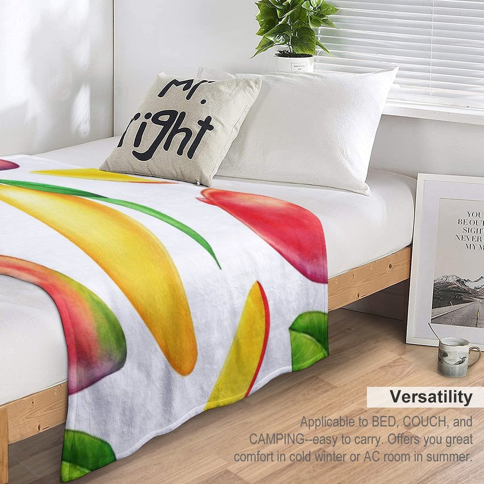 Hand-painted Watercolor Mango Velvety-soft Throw Blanket