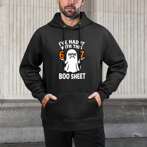 67 Meme Halloween Costume 6 7 Funny Boo Sheet Six Seven 6-7 Kangaroo Pocket Hoodie