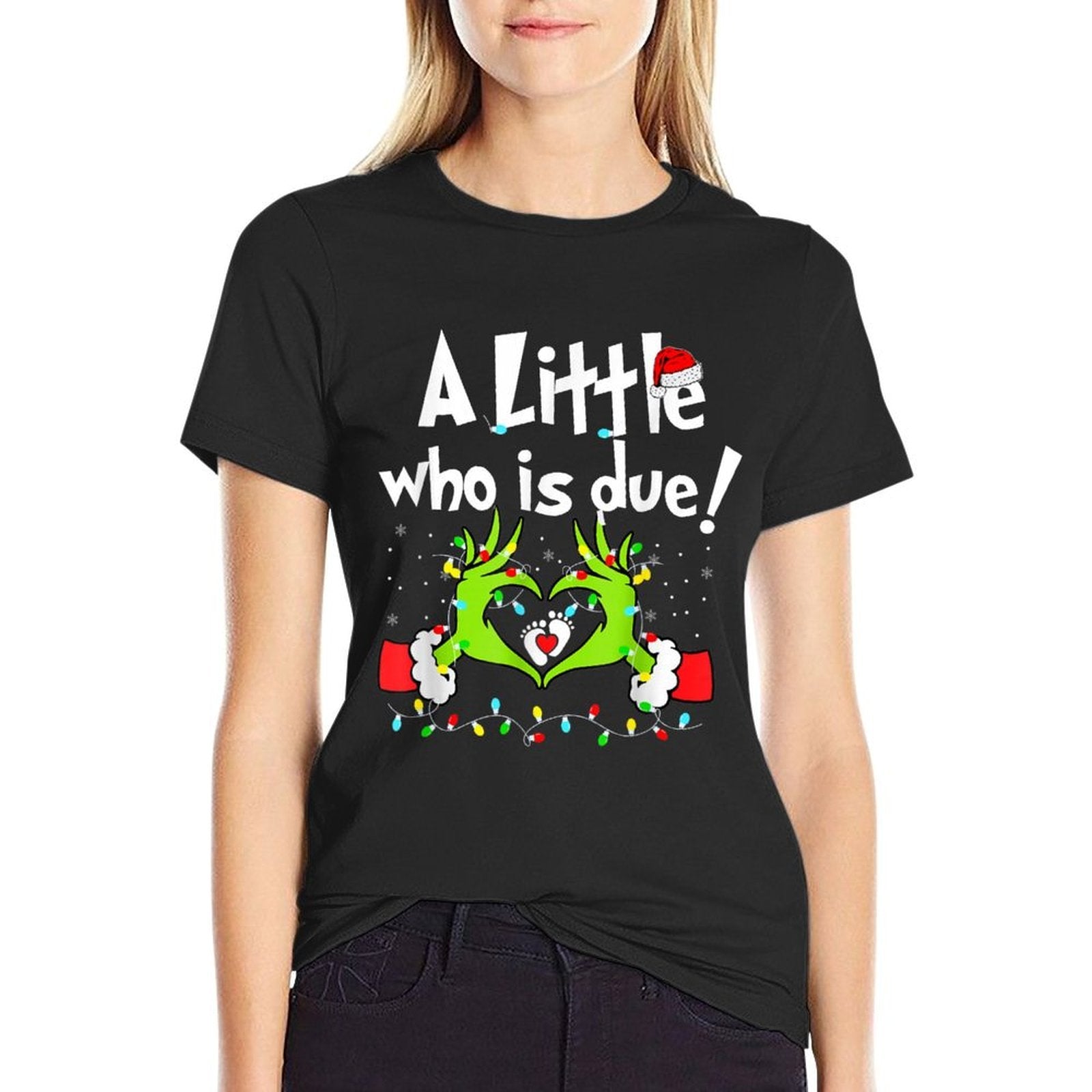 A Little Who Is Due Christmas Pregnancy Announcement  Lightweight T-Shirt